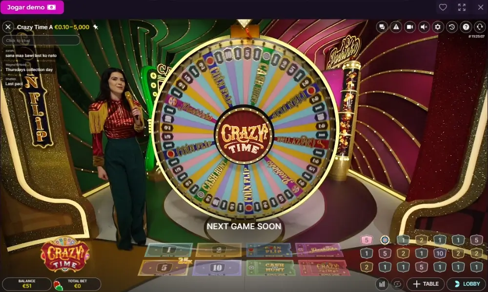 Jogo de casino ao vivo Crazy Time no casino da Rockstar