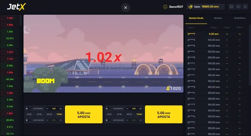 Versão demo do jogo crash JetX