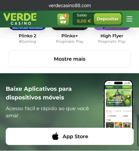 Download da Verde Casino App para iOS