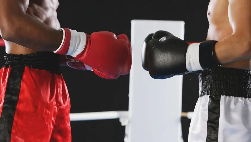 Cumprimento de inicio de luta num combate de boxe