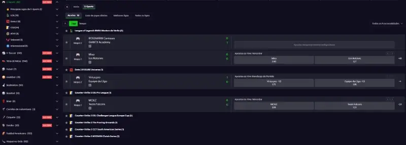 Página de apostas em esports no Spinoloco