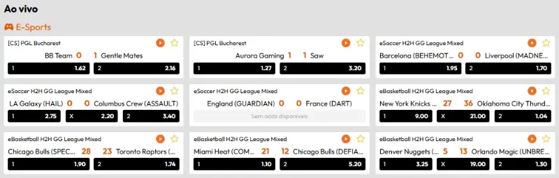 Apostas em esports ao vivo no OptimBet