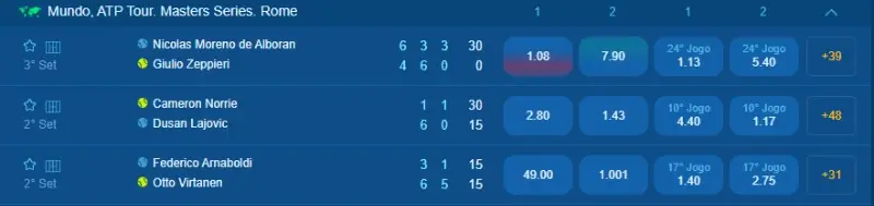 Odds ajustadas em tempo real na Winbay