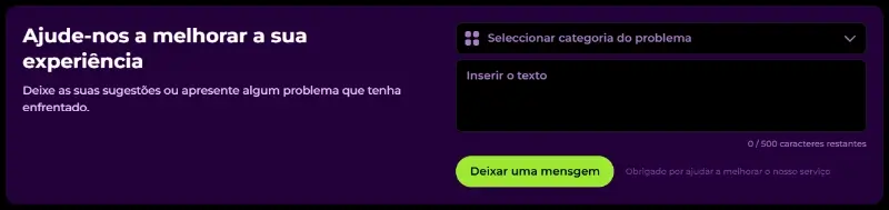 Formulário para apoio ao cliente no Spinmama