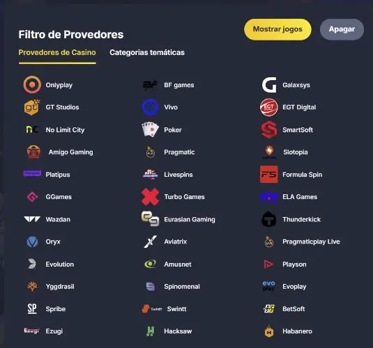 Fornecedores de software do casino da Bettilt