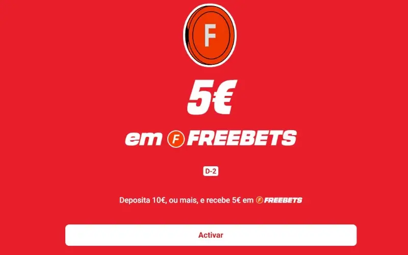 Com um depósito de 10€ receba 5€ em freebets na Betclic
