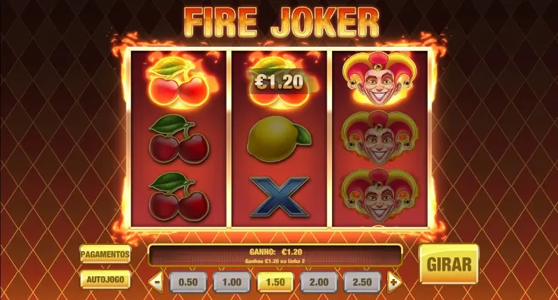 Gráficos da slot machine Fire Joker