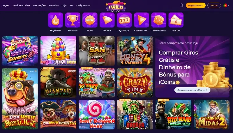 Página de casino do iWild Casino
