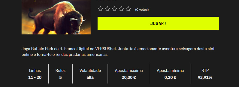 Informações dos jogos no Versusbet Casino