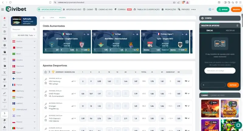 Página de apostas em andebol na Ivibet