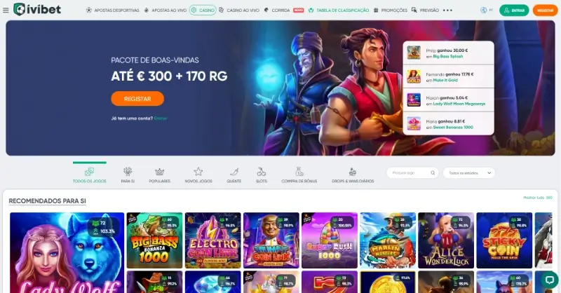 Página de casino da Ivibet