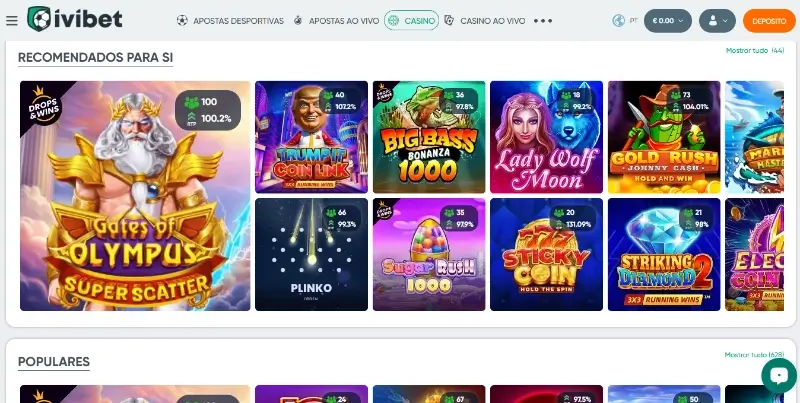 Página de jogos de casino na Ivibet