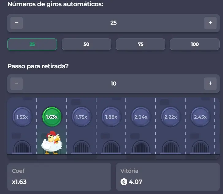 Jogadas automáticas no jogo crash chicken road