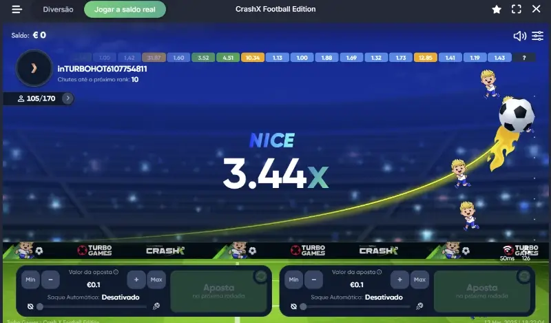 Jogo CrashX football edition no casino da Bettilt
