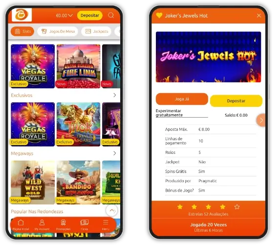 Jogos de casino na aplicação da BacanaPlay