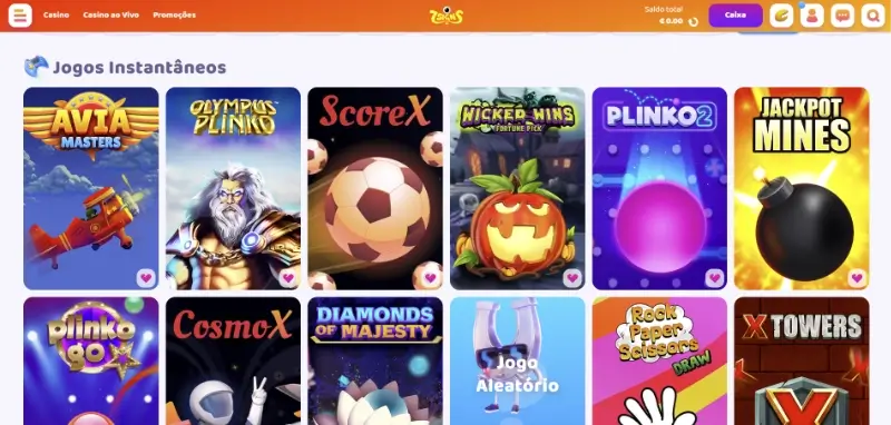 Página de jogos crash do 7signs casino