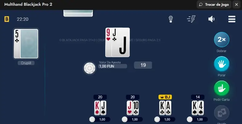 Jogo Multihand Blackjack Pro 2 no casino da OscarSpin