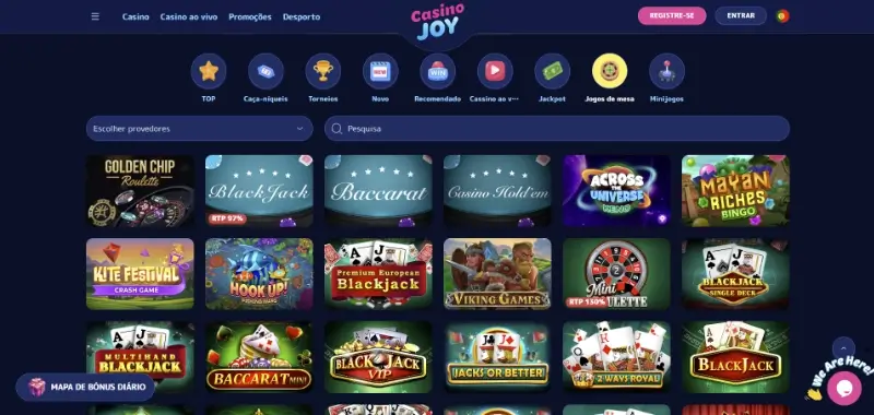 Página de jogos de mesa do CasinoJoy