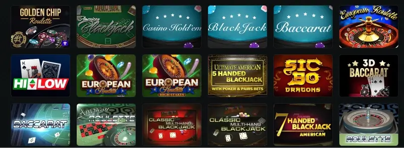 Página de jogos de mesa do casino da Jetbet
