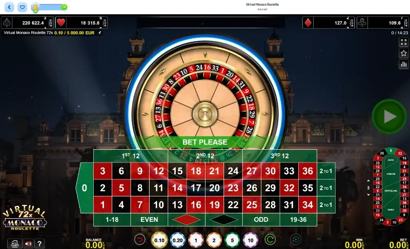 Jogo de roleta Virtual Monaco Roulette