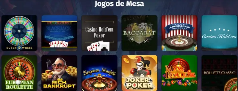 Página de jogos de mesa da Spinlander