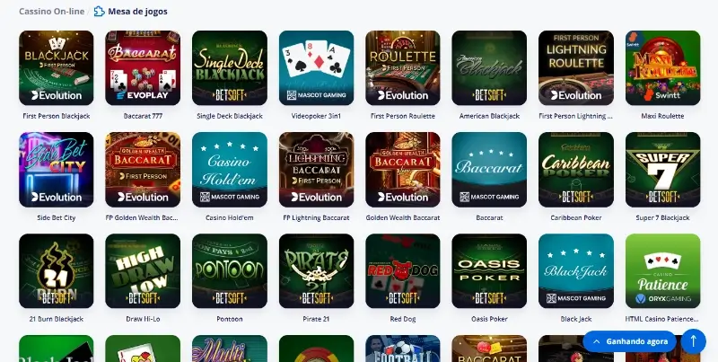 Página de jogs de mesa no casino da Vulkan Vegas