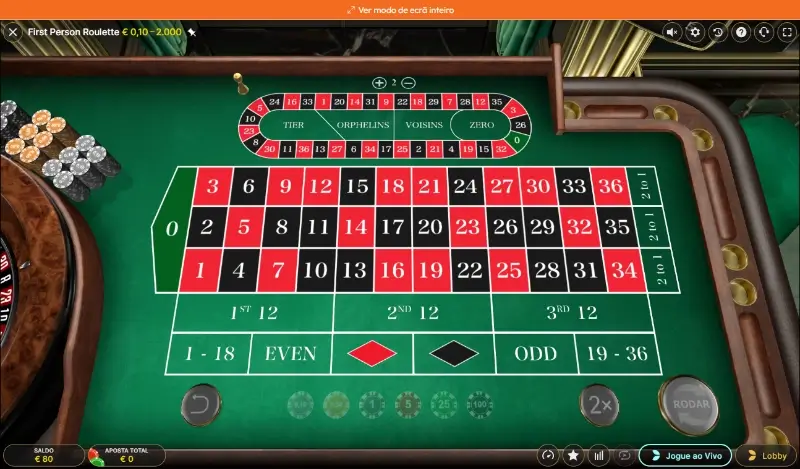 Jogo de roleta no casino da OptimBet