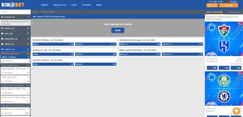 Página de apostas para CS2 na Kikobet