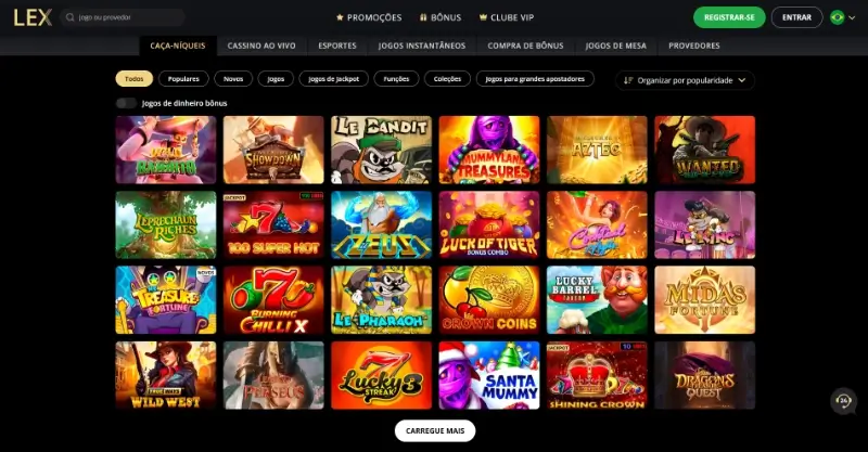 Página de casino da Lex