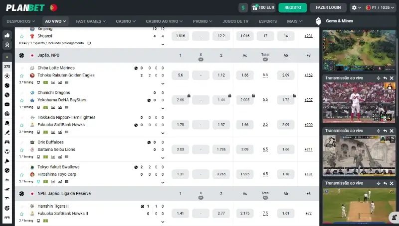 Live streaming disponível na Planbet