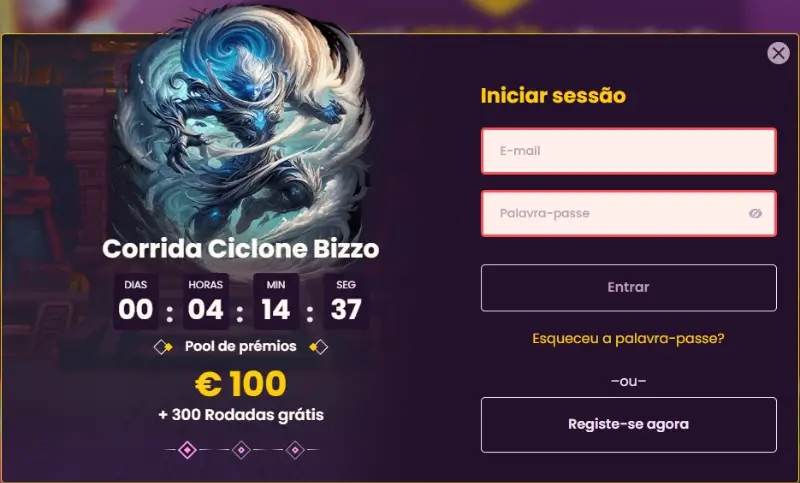 Login no Bizzo Casino