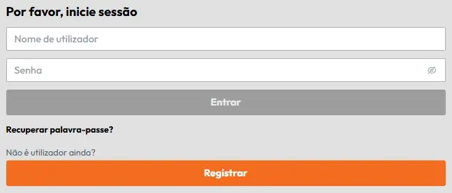 Página de login na OptimBet