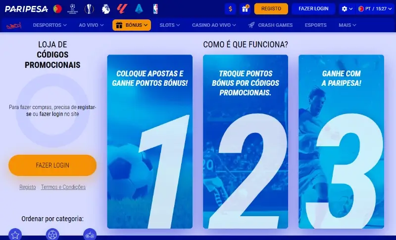 Loja de Códigos Promocionais da PariPesa