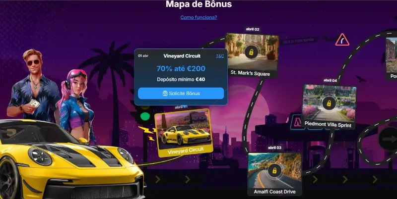 Mapa de bónus do casino Need For Spin