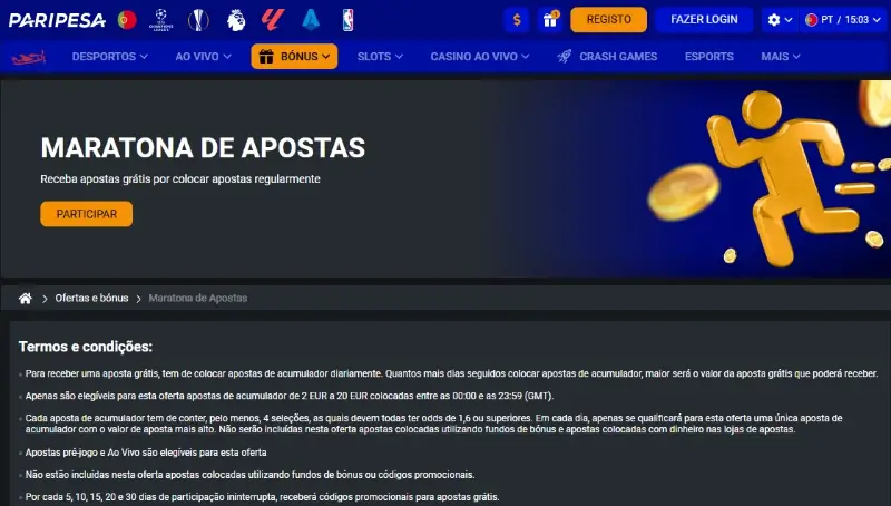 Promoção Maratona de Apostas na Paripesa