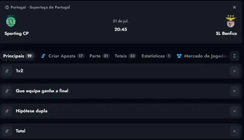 Mercados de Apostas da OscarSpin