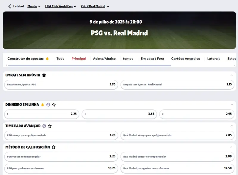 Mercados de apostas na Supabet
