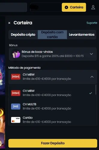 Métodos de pagamento no Snatch Casino