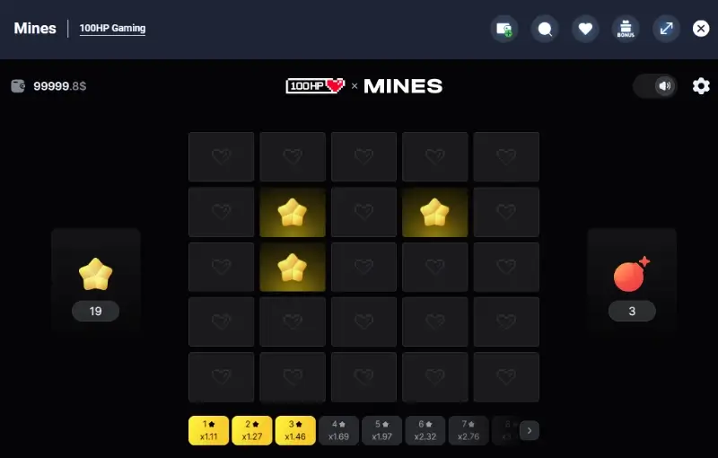 Jogo crash Mines no casino da AzurSlot