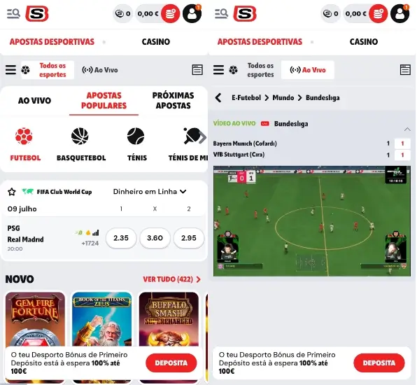 Versão mobile das apostas desportivas da Supabet
