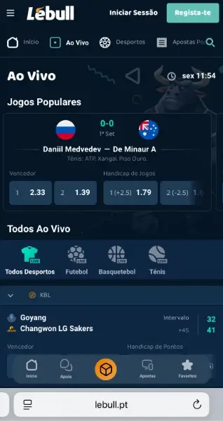 Versão mobile do site da Lebull