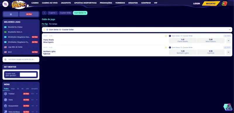 Página de apostas para CS2 na MrPacho