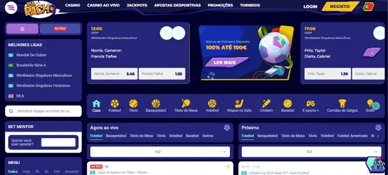 Página de desporto na MrPacho