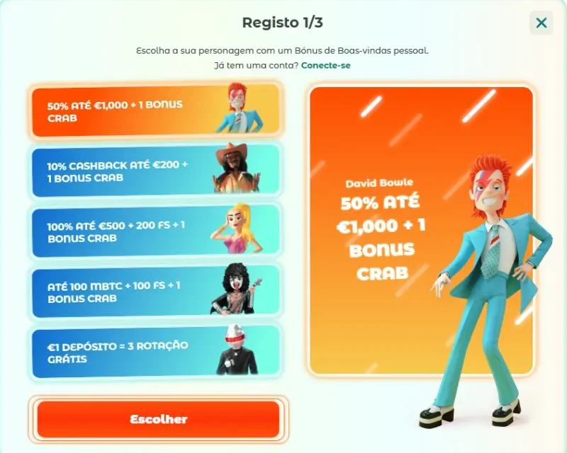 Página de registo da Neon54