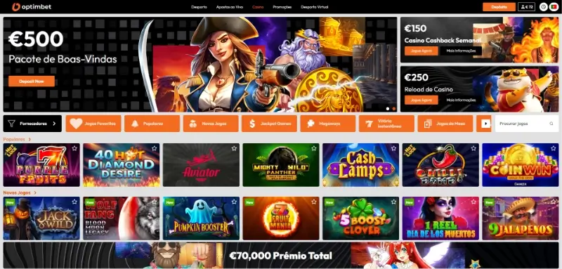 Página de casino na OptimBet