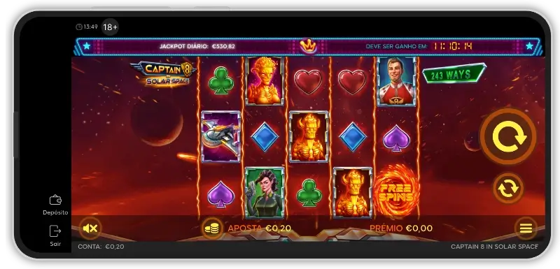 Jogar uma slot na orientação vertical na 888 Casino app