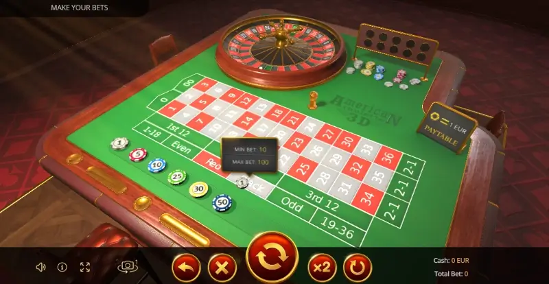 Jogo de roleta de americana no casino da OscarSpin