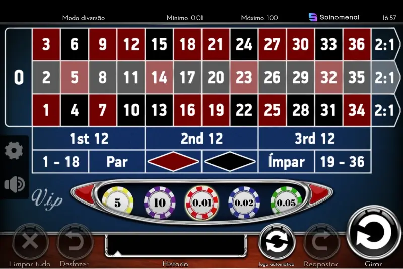 Jogo de roleta europeia no casino da OscarSpin