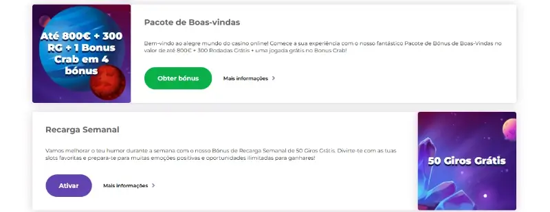 Bónus disponíveis no ALf Casino
