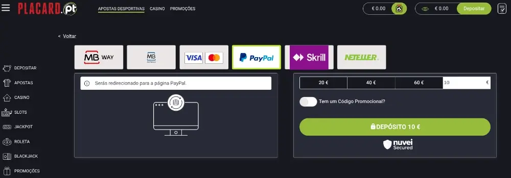 Pagamentos com paypal no Placard